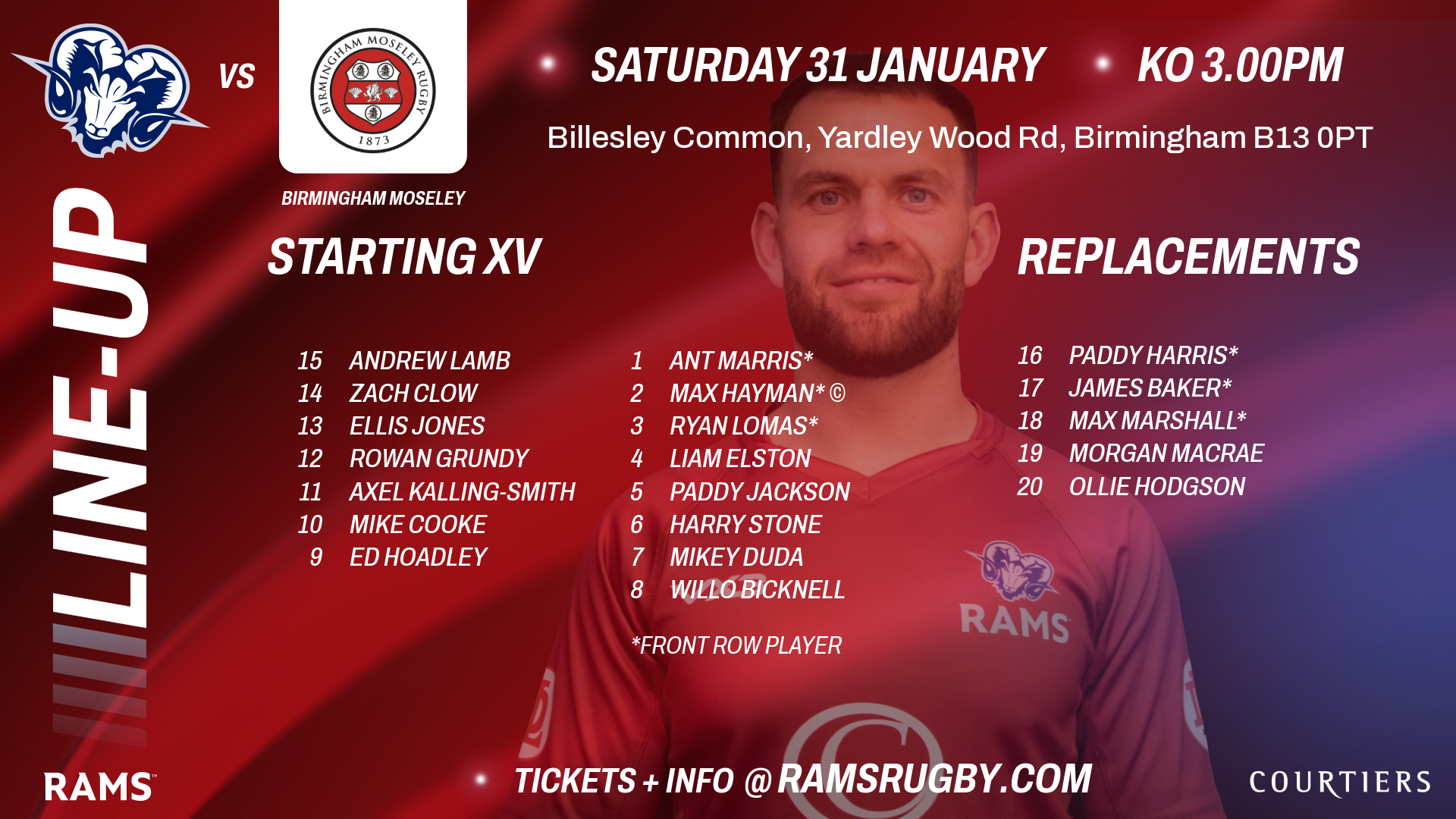 TEAM NEWS: RAMS UNCHANGED FOR FIRST TIME IN TWO YEARS