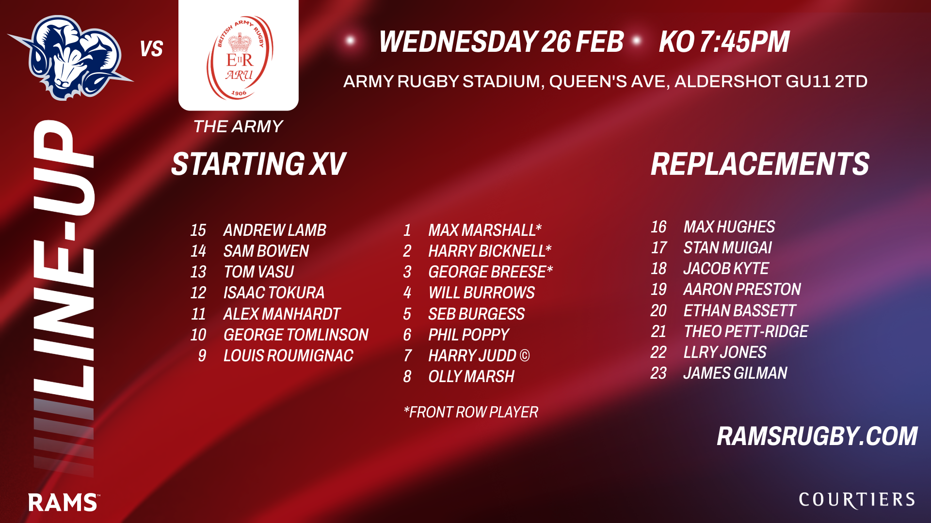 TEAM NEWS: TOMLINSON STARTS AT 10 FOR DEVELOPMENT XV